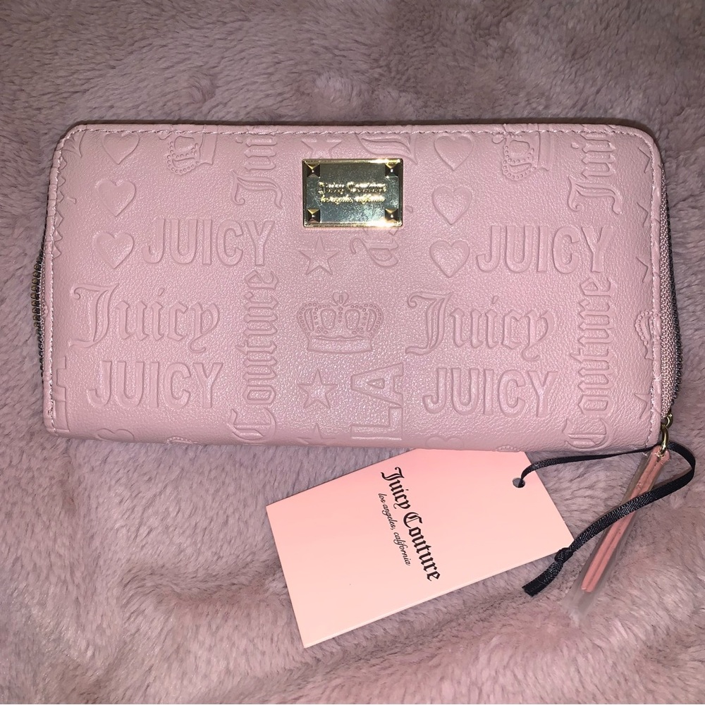 NWT Juicy Couture Dusty Blush Pink Valentines LG ZA Zip Around Wallet